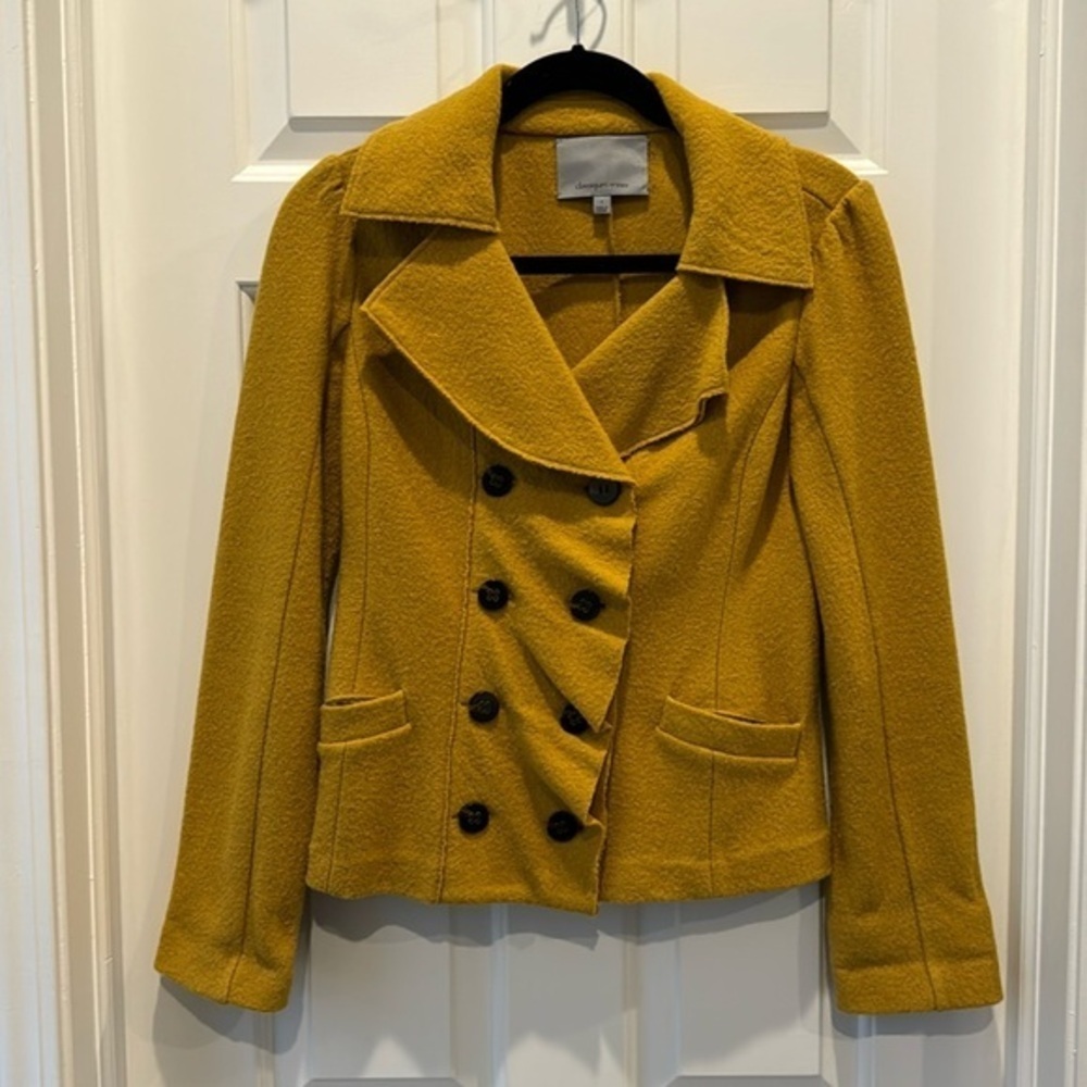 Boiled Wool coat blazer yellow double breasted jacket